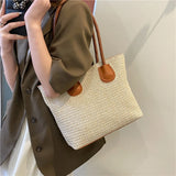 Women Straw Shoulder Bag Beach Rattan Handbag