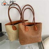 Women Straw Shoulder Bag Beach Rattan Handbag