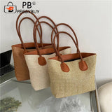 Women Straw Shoulder Bag Beach Rattan Handbag