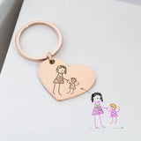 Child Art Keychain Personalized Kids Drawing Key Chain