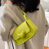 Lemon Green Love Clasp Handbag Shoulder Underarm Bags For Women Tote Bags