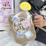 Lemon Tea Cup Shape Shoulder Bag Women Clutch Cartoon Handbags