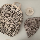 Leopard Backpacks Women Japan Preppy Style Zipper Large Capacity Canvas Bag