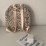 Leopard Backpacks Women Japan Preppy Style Zipper Large Capacity Canvas Bag