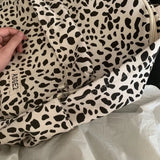 Leopard Backpacks Women Japan Preppy Style Zipper Large Capacity Canvas Bag