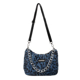 Leopard Bag Women Winter Plush Shoulder Messenger Bag Ladies Warm Large Tote