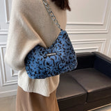 Leopard Bag Women Winter Plush Shoulder Messenger Bag Ladies Warm Large Tote