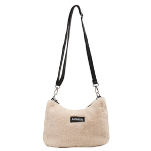 Leopard Winter Plush Shoulder Messenger Bag Chain Handbag