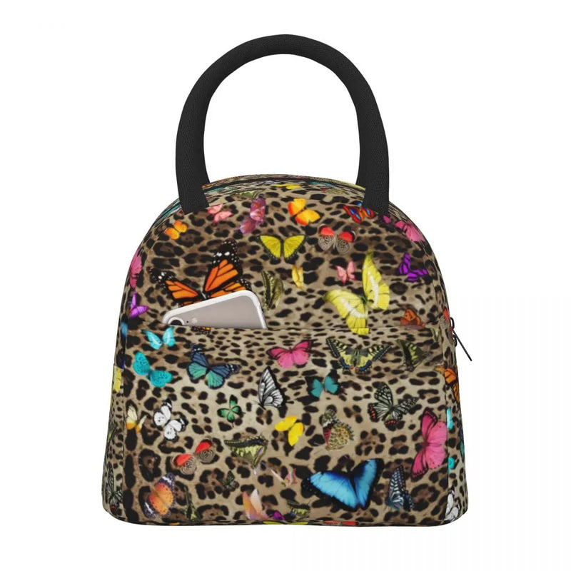 Leopard Butterfly Lunch Bag Animal Print Butterflies Lunch Box School Tote