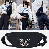 Leopard Butterfly Print Waist Bag Outdoor Sports Women Chest Pack Pouch