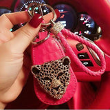Leopard Head Car Key Bag Wool Ball Key Protective Case