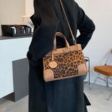 Leopard Large Tote Winter High PU Leather Women's Handbag
