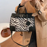 Leopard Large Tote Winter High PU Leather Women's Handbag