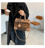 Leopard Large Tote Winter High PU Leather Women's Handbag