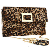 Leopard Leather Clutches Soft Surface Small Handbags