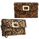 Leopard Leather Clutches Soft Surface Small Handbags
