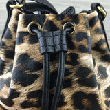 Leopard Leather Bucket Bag One Shoulder Women PU Messenger Bag