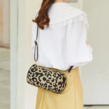 Leopard Messenger Bag Embroidery Drum Bag Women Shoulder Cross