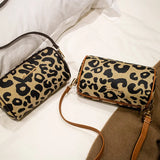 Leopard Messenger Bag Embroidery Drum Bag Women Shoulder Cross