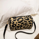Leopard Messenger Bag Embroidery Drum Bag Women Shoulder Cross