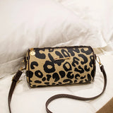 Leopard Messenger Bag Embroidery Drum Bag Women Shoulder Cross