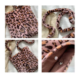 Leopard Fluffy Shoulder Bag Women Large Capacity Messenger Crossbody Long Strap