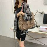 Leopard Pattern Women Canvas Shoulder Bag Large Capacity Tote Handbag