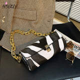 Leopard Pattern Thick Chain Shoulder Bag Handbag Purse Women's Hand Bag