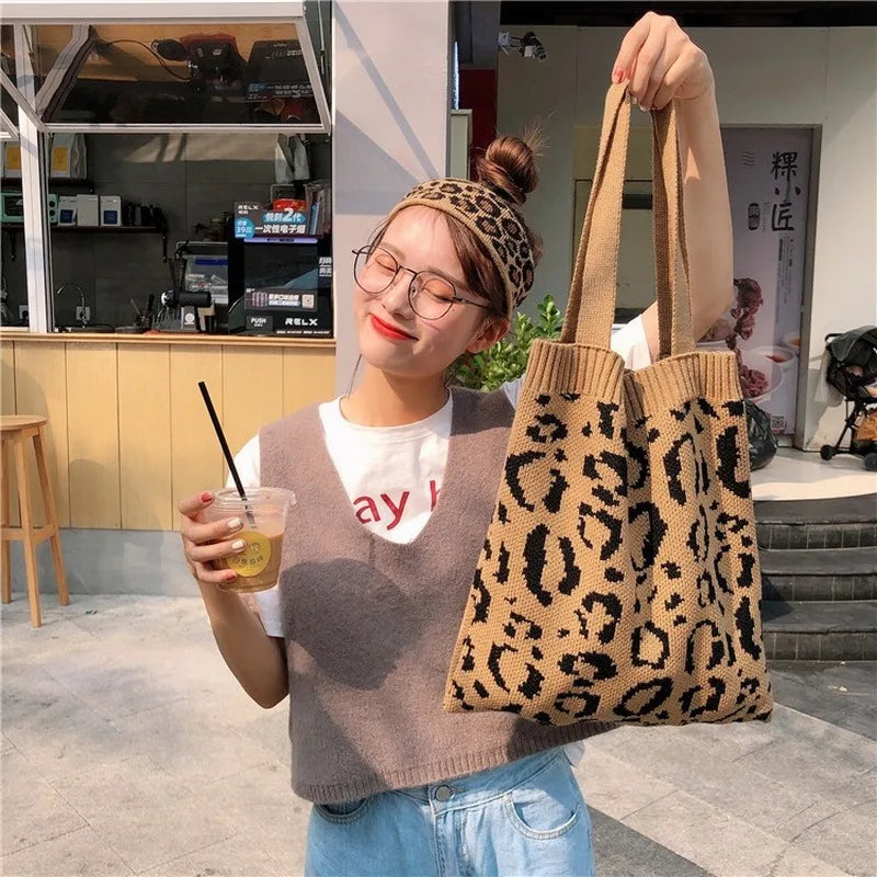 Leopard Plush Shoulder Bags for Women's Autumn And Winter