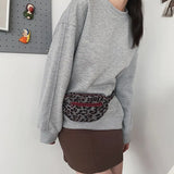 Leopard Print Chest Bag For Women Belt Phone Pouch Casual Canvas Waist Bag