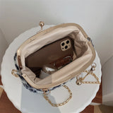 Leopard Print Fluffy Shoulder Crossbody Bag Cow Pattern Handbag