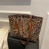 Leopard Print Large Handbag Retro Shoulder Bag
