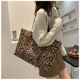 Leopard Print Large Handbag Retro Shoulder Bag