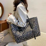 Leopard Print Large Handbag Retro Shoulder Bag