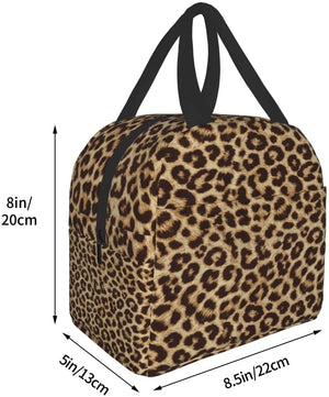 Leopard Print Lunch Bag Insulated Reusable Thermal Tote Bag for Women Men