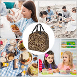 Leopard Print Lunch Bag Insulated Reusable Thermal Tote Bag for Women Men
