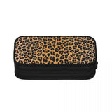 Leopard Print Pen Box Student School Anime Zipper Pen Bag Child Stationery Bag