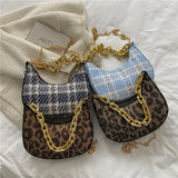 Leopard Print Shoulder Bag Women's Tote Bag Style Plaid PU Leather Tote Bag