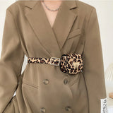 Leopard Print Waist Pack Bag Fanny Pack Chain Pouch Travel Female