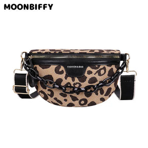 Leopard Print Zipper Waist Bag Women's Casual Vacation Chest Bag
