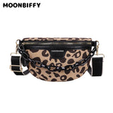 Leopard Print Zipper Waist Bag Women's Casual Vacation Chest Bag