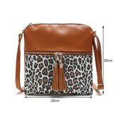 Leopard Print Tassel Crossbody Bag for Women