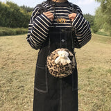 Leopard Crossbody Bag Retro Plush Small Round Bag Ladies Shoulder Bag
