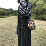 Leopard Crossbody Bag Retro Plush Small Round Bag Ladies Shoulder Bag