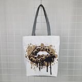 Leopard Sexy Lips Print Handbags Women Shoulder Bags High Capacity Beach Tote