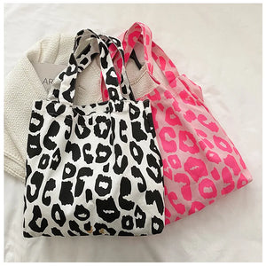 Leopard Shoulder Bag Large Soft Tote Bag Casual Shopping Beach Travel Canvas Bag