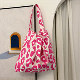Leopard Shoulder Bag Large Soft Tote Bag Casual Shopping Beach Travel Canvas Bag