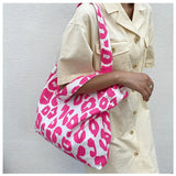 Leopard Shoulder Bag Large Soft Tote Bag Casual Shopping Beach Travel Canvas Bag
