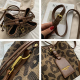 Leopard Small PU Leather Women Bucket Crossbody Bag Fall Lady Handbag