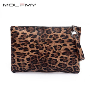 Leopard Women's Clutches Evening Party Bags PU Leather Shoulder Handbags